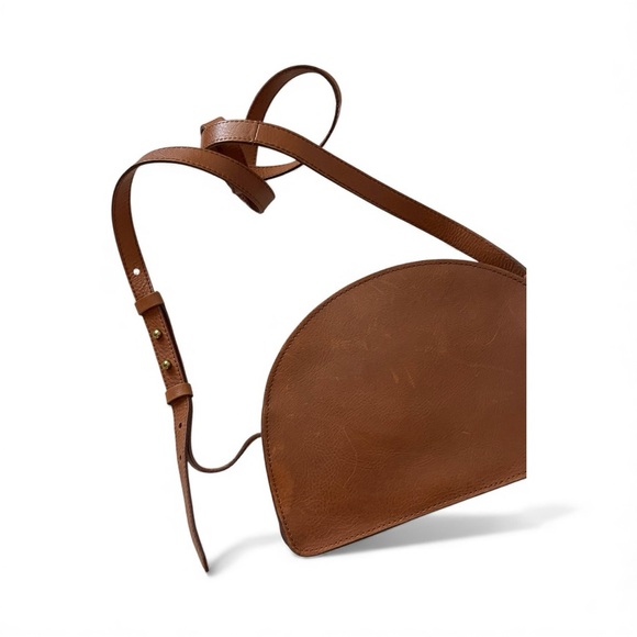 Madewell Half Moon Leather Crossbody Bag Brown Convertible Clutch Women’s Purse - Picture 2 of 5